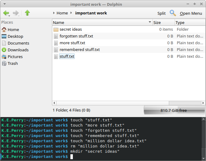 A command line underneath the folder structure. Genius!
