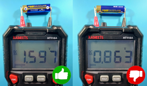 Measuring a battery before and after usage.