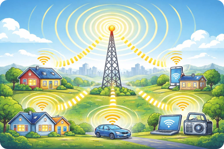 Radio signals can travel far, reaching clocks in remote or hard to access areas.